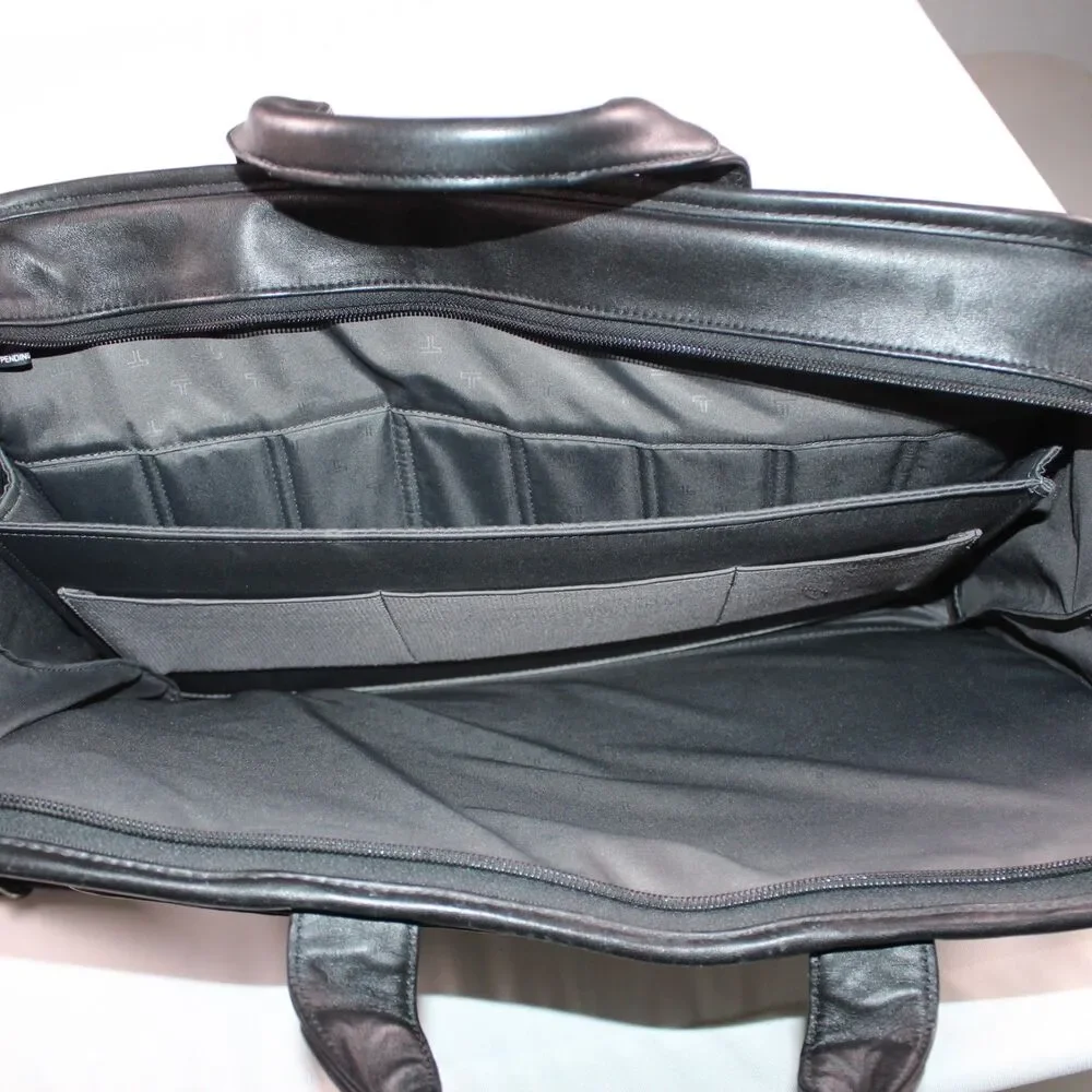 Tumi 96111D4 Black Genuine Leather Business Briefcase Laptop Bag Great Condition